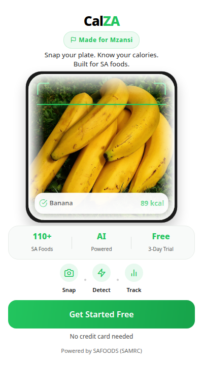 CalZA Home Screen